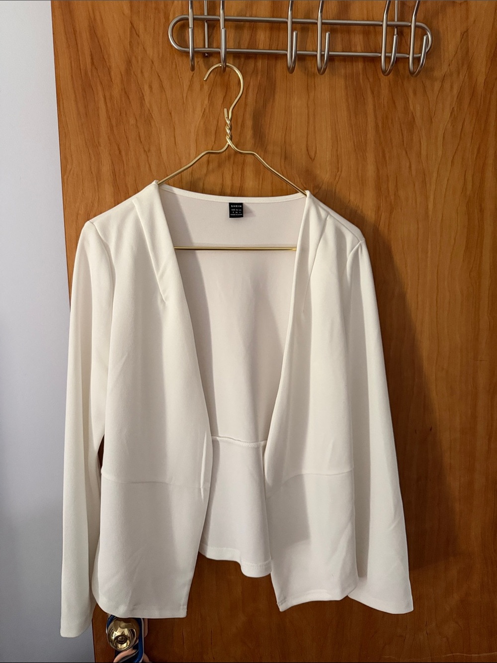 SHEIN White Open-Front Blazer Jacket